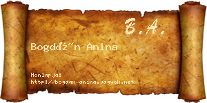 Bogdán Anina névjegykártya